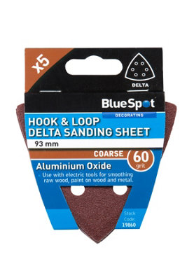 BlueSpot Tools Blue Spot Tools93mm 5 Pack 60 Grit Delta Sanding Sheets from B&Q