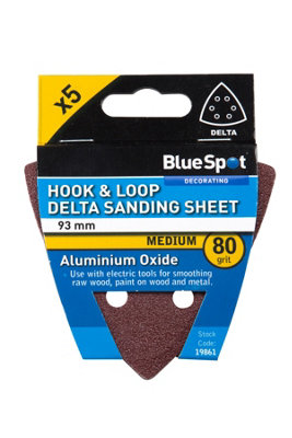 BlueSpot Tools Blue Spot Tools93mm 5 Pack 80 Grit Delta Sanding Sheets from B&Q