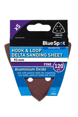 BlueSpot Tools Blue Spot Tools93mm 5 Pack 120 Grit Delta Sanding Sheets from B&Q