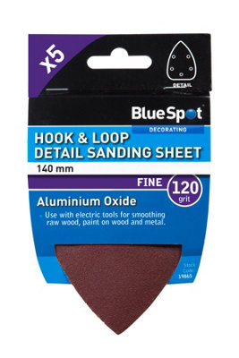 BlueSpot Tools Blue Spot Tools140mm 5 Pack 120 Grit Detail Sanding Sheets from B&Q