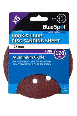 BlueSpot Tools Blue Spot Tools125mm 5 Pack 120 Grit Sanding Disc from B&Q
