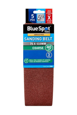 BlueSpot Tools Blue Spot Tools5 Pce 75 X 533mm Sanding Belt 40 Grit from B&Q