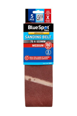 BlueSpot Tools Blue Spot Tools5-Piece Sanding Belt 75 X 533mm 80 Grit from B&Q