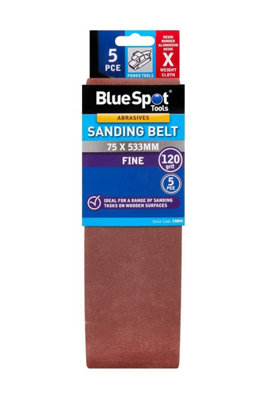 BlueSpot Tools Blue Spot Tools5 Pce 75 X 533mm Sanding Belt 120 Grit from B&Q