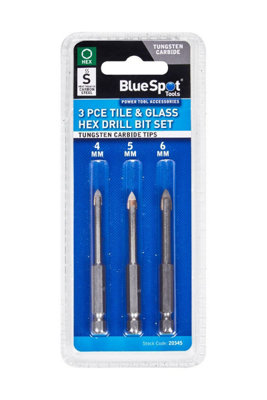 BlueSpot Tools Blue Spot Tools3-Piece Tile & Glass Hex Drill Bit Set (4-6mm) from B&Q