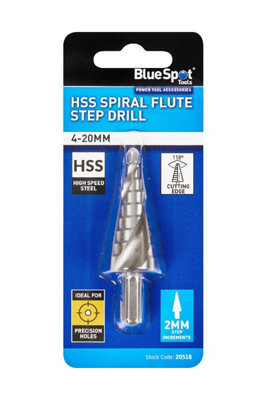 BlueSpot Tools Blue Spot ToolsHss Spiral Flute Step Drill (4-20mm) from B&Q