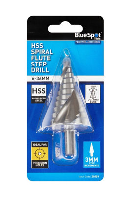 BlueSpot Tools Blue Spot ToolsHss Spiral Flute Step Drill (6-36mm) from B&Q