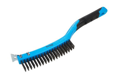 BlueSpot Tools Blue Spot ToolsSoft Grip Long Handle Wire Brush With Scraper from B&Q