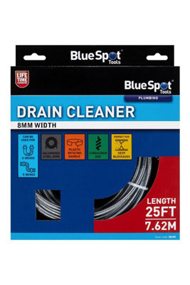 BlueSpot Tools Blue Spot Tools8mm X 7.62M Galvanised Steel Drain Cleaner from B&Q