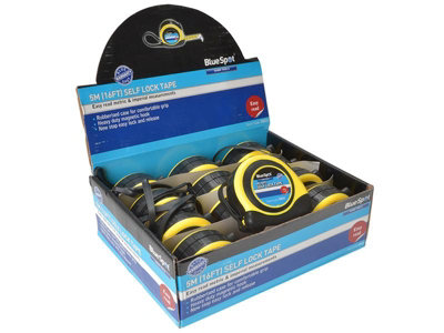Bluespot Tools 5M Tape Measure Display12 Pack With Easy Lock Feature from B&Q