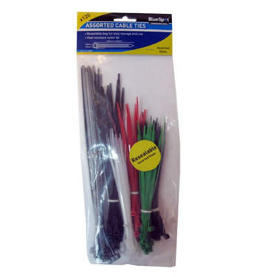 BlueSpot Tools Blue Spot Tools120 Pce Assorted Mixed Colour Cable Ties from B&Q