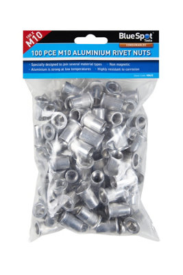 BlueSpot Tools Blue Spot Tools100 Pce M10 Aluminium Rivet Nuts from B&Q