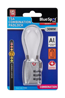 BlueSpot Tools Blue Spot Tools30mm Tsa Combination Padlock from B&Q