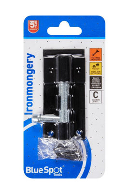 BlueSpot Tools Blue Spot Tools76mm Black Powder Coated Tower Bolt from B&Q