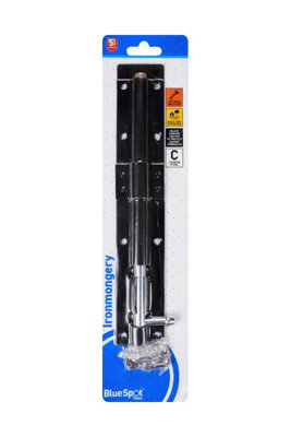BlueSpot Tools Blue Spot Tools250mm Black Powder Coated Tower Bolt from B&Q