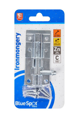 BlueSpot Tools Blue Spot ToolsIronmongery 76mm Zinc Plated Tower Bolt from B&Q