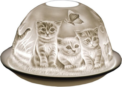 Cello Porcelain Tealight Dome Kittens Design Led Or Candle Use Wax WarmerBirthday GiftHome Ornament from B&Q