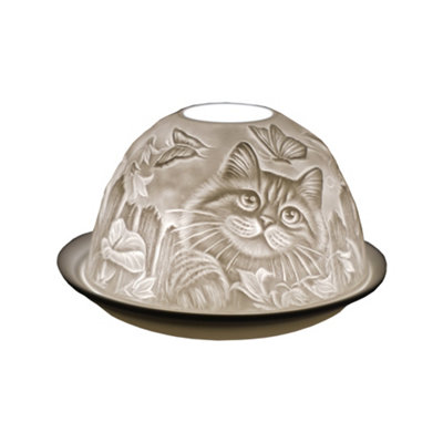 Cello Porcelain Tealight Dome Cat Design Led Or Candle Use Wax WarmerBirthday GiftHome Ornament from B&Q