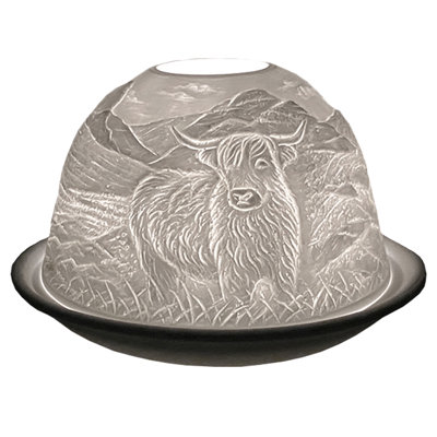 Cello Porcelain Tealight Dome Highland Cow Design Led Or Candle Use Wax WarmerGiftHome Decoration from B&Q