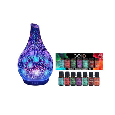 Cello 3D Ultrasonic Diffuser Large With Harmony Mixology Oil Set Of 7 Pack from B&Q