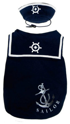 Happy Pup Sailor Shirt With Hat Navy Blue Xsml from B&Q