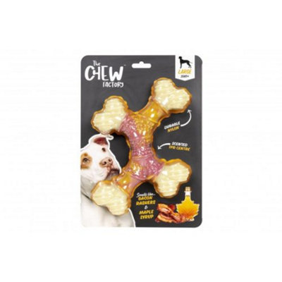 The Chew Factory Bacon Maple Nylon Cross Toy Large from B&Q