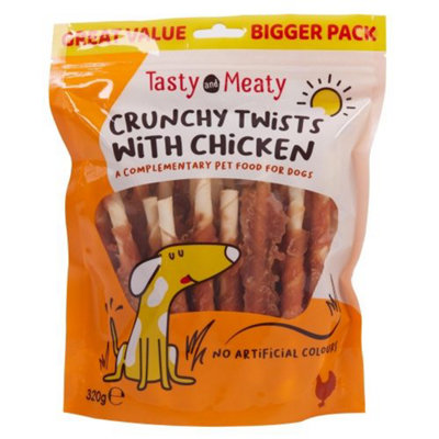 B&Q Tasty & Meaty Chewy Twists With Chicken 320G (Pack Of 4)