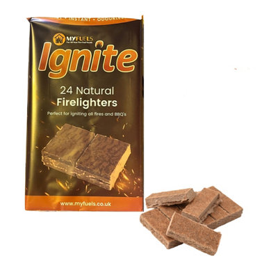 B&Q 24 Natural Firelighter Cubes Bbq Firelighters Paraffin Wax Sawdust