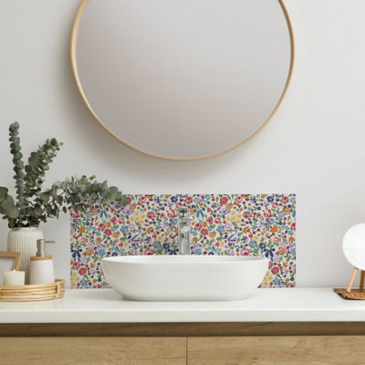 Cath Kidston Harmony Ditsy Glass Splashback (600X250mm) from B&Q