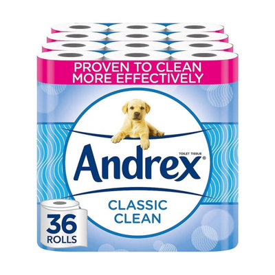 Andrex Toilet Rolls X36 Classic Clean Fragrance-Free 2 Ply Toilet Paper
