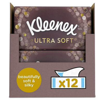 Kleenex Facial Tissues Ultra Soft Mega Pack Luxury And Silky Tissues12 Pack from B&Q