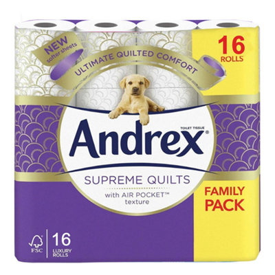 Andrex Toilet Rolls X48 Supreme Quilts Fragrance-Free 3 Ply Toilet Paper from B&Q
