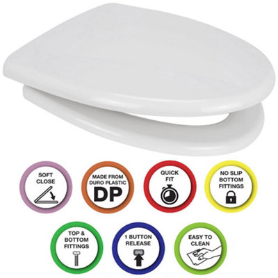 Euroshowers Top Or Bottom Fix Ceraline V Shape Soft Close Quick Release Toilet Seat 372X436mm from B&Q