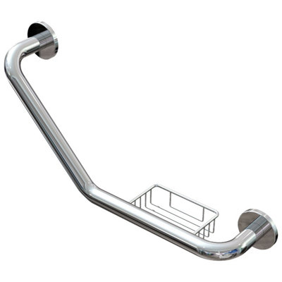 Euroshowers Stainless Steel Chrome Grab Rail With Soap Dish from B&Q