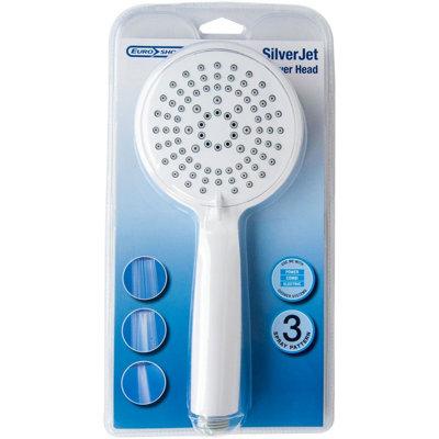 Euroshowers Silverjet White 3 Spray Shower Head from B&Q
