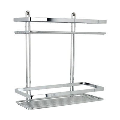 Euroshowers Stainless Steel Chrome Plated Double Rectangular Basket from B&Q