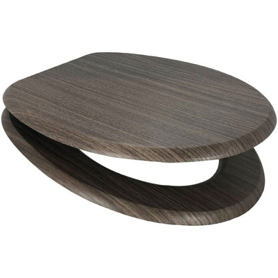 Euroshowers Mdf Dark Beech Bottom Fix Toilet Seat from B&Q