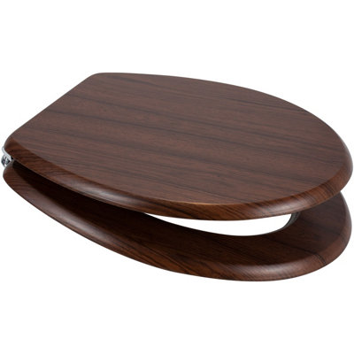 Euroshowers Walnut Effect Mdf Oval Toilet Seat from B&Q