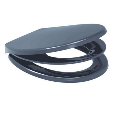 Rts Anthracite Family Toilet Seat Top Fix Slow Close Quick Release from B&Q