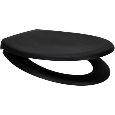 Euroshowers Top Fix Matt Black Soft Close Toilet Seat from B&Q