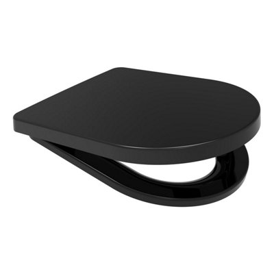 Euroshowers Black Middle D Soft Close Toilet Seat365 X 464mmTop & Bottom Fix from B&Q