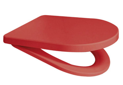 Dementia Friendly Euroshowers Rainbow Middle D Style Red Soft Close Toilet Seat from B&Q