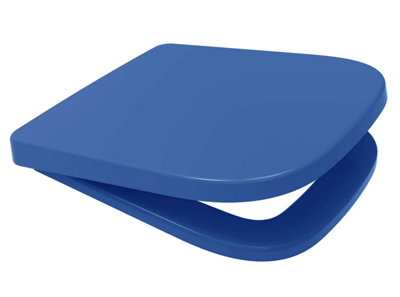 Euroshowers Dementia Friendly Top Fix Blue V20 Square Soft Close Toilet Seat 356X434mm from B&Q