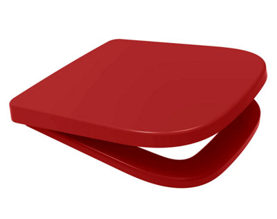 Euroshowers Dementia Friendly Top Fix Red V20 Square Soft Close Toilet Seat 356X434mm from B&Q