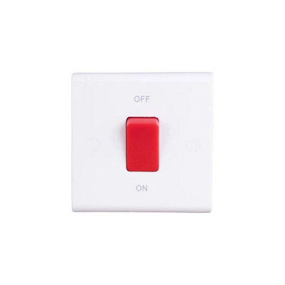 Deta S1300 Slimline 50A Dp 1 Gang Switch White from B&Q