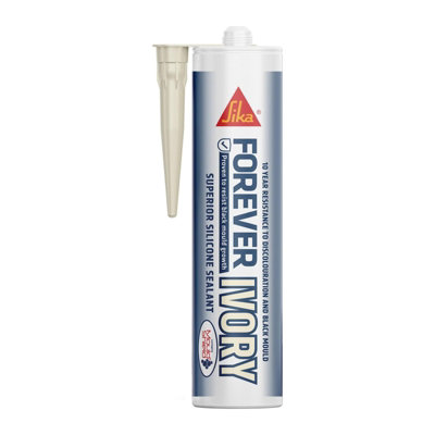 B&Q -  Sika Forever Ivory Anti-Mould Silicone Sealant295MlWaterproof For Internal And External Use