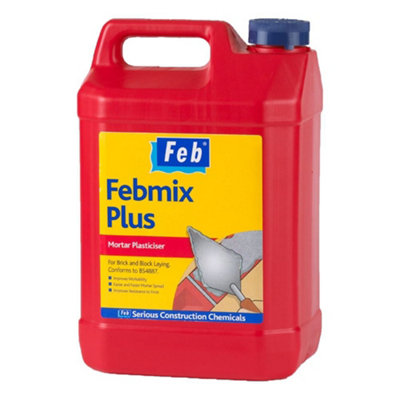 Everbuild Febmix Plus Mortar PlasticiserDark Brown5LAir EntrainingEnhanced Workability & Freeze-Thaw Resistance from B&Q