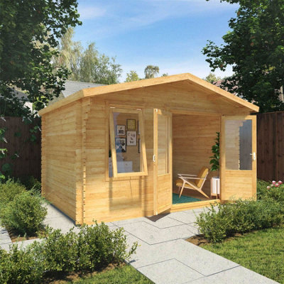 Waltons 4M X 3M 28mm Wooden Log Cabin Double Glazed Garden Summerhouse Shed