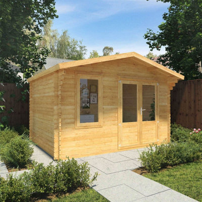 Waltons Wooden Log Cabin 4M X 3M Retreat Summerhouse Garden Room - 34mm Double Glazed-36858 