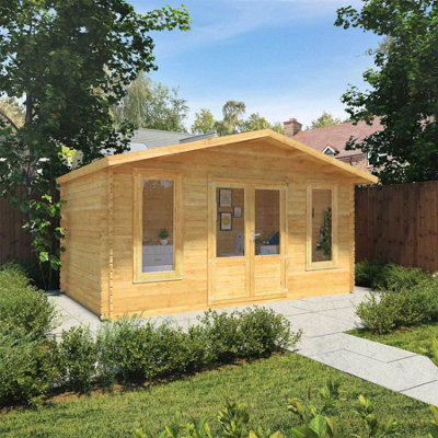 Waltons Wooden Log Cabin 5M X 3M Retreat Summerhouse Garden Room - 44mm Double Glazed-36861